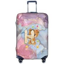 Marble Gradient Background Cute Teddy Bear Letter Luggage Suitcase Cover, Elastic Stretch Luggage Protector Sleeve, Scratch-Resistant Dust-Proof Reusable Travel Accessory - Multicolor - View 85
