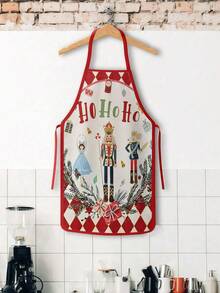 2Pcs /1pc Christmas Kitchen Aprons, Nutcracker Snowman Santa Print Adjustable Bib Apron, Waterproof Cooking Baking Apron For Xmas Holiday Party Decor Christmas Gift - Multicolor - View 7