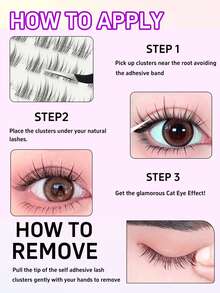 90pcs Glue-Free False Eyelashes, Cartoon Style Self-Adhesive Eyelashes, Anime Style Eyelash Bundles, Lightweight Glue-Free Eyelash Set, Moisturizing Smooth Fairy C-Curl, Suitable For Beginners And Daily Makeup - C - View 7
