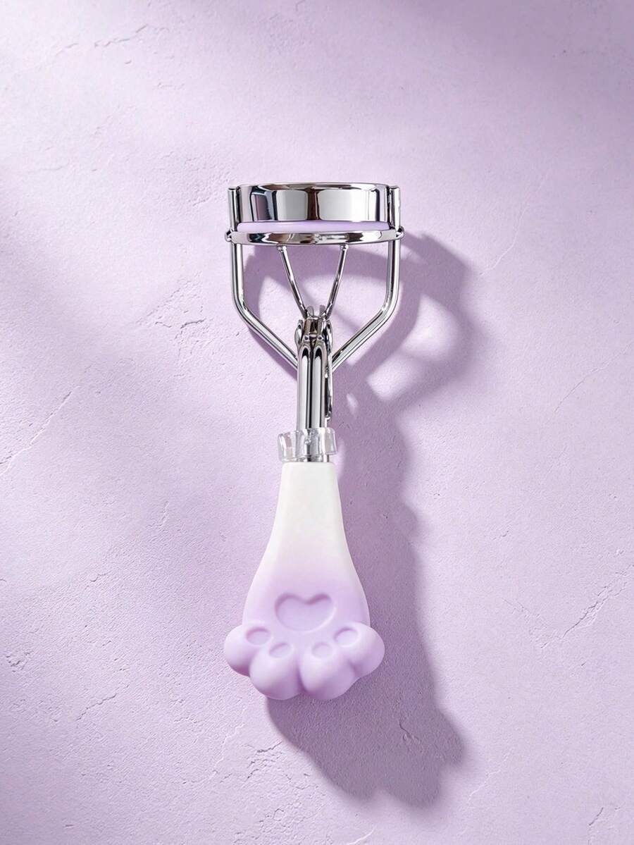 Cute Paw Print Gradient Purple Handle Eyelash Curler, Wide-Angle Stainless Steel Long-Lasting Curl, Portable Eyelash Tool, Travel Essential, Back To School Must-Have, Makeup Tool, Eyelash Tool, Cosmetic Accessory, Holiday Essential, Gift For Women - Mauve Purple - View 1