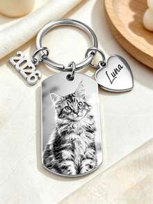 Custom Photo Bold Sketch Best Dad Grandpa Ever We Love You - Personalized Stainless Steel Keychain - Multicolor - View 1