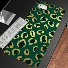 Large Gaming Mouse Pad, Computer Mouse Mat, Funny Desk Pad Protector Decoration, Big Cute Desk Pad, Non-Slip Base Luxury Green Gold Leopard - View 1