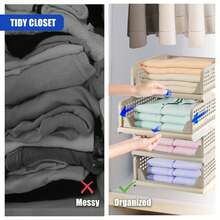 Geezy Stackable Wardrobe Storage Organiser Drawers Set Of 4 - Beige Foldable Plastic Boxes With Ventilation, Space-Saving Design For Clothes, Closet, Bedroom, Kitchen, Bathroom Organisation - View 7