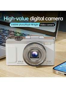 Kamera Vlog Digital 4K Layar Putar 180°, 64MP Autofokus Zoom 16X Kamera Kompak Point & Shoot, Filter Kecantikan Layar IPS Transfer OTG, Portabel untuk Selfie dan Perjalanan, Tidak Termasuk Kartu Memori - View 6