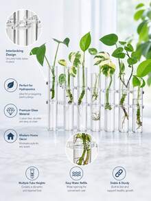28件/22件/10件/8件/1件 透明玻璃試管花瓶，水培植栽盆或植物容器，可折疊，適合居家裝飾、桌面中心裝飾、婚禮、時尚裝飾，聖誕節與萬聖節理想禮物，扦插繁殖站，小花瓶 - 款式隨機 - 查看 4