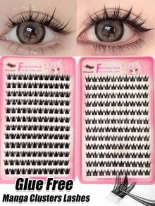 Rikuaild 264pcs Self-Adhesive False Eyelash Book, Large Capacity Cartoon Style Pre-Glued Lashes, Mixed 2 Styles, Soft Comfortable Lightweight Reusable, Natural Eyelash Clusters, Suitable For Party Daily Makeup, Autumn, Back To School, Travel Essential - C - View 1