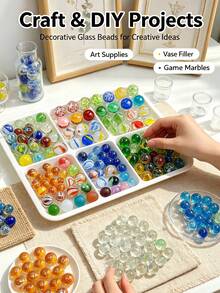 30/60/100pcs 1.6cm Colorful Transparent Glass Beads, Bouncy Marbles - Multicolor - View 4