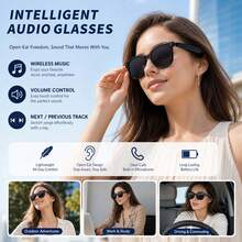 SENBONO AI Intelligent Audio Glasses, Built-In Microphone, Support Wireless Music/Voice Calls/Music Playback, Equipped With Multilingual Translation Application/Compatible With Smartphones/Suitable For Travel/Leisure/Christmas/Halloween - View 4