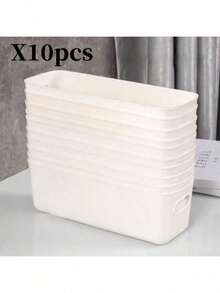 5/10pcs White Plastic Storage Box Set, Stackable Modular Organizer Boxes, Transparent Visible Ventilated Design, Space-Saving Closet Underbed Storage, Suitable For Dorm Office School Craft Bathroom Garage, Autumn Back To School Organizing - A - View 7