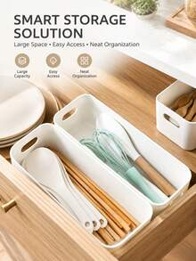 5/10pcs White Plastic Storage Box Set, Stackable Modular Organizer Boxes, Transparent Visible Ventilated Design, Space-Saving Closet Underbed Storage, Suitable For Dorm Office School Craft Bathroom Garage, Autumn Back To School Organizing - A - View 1