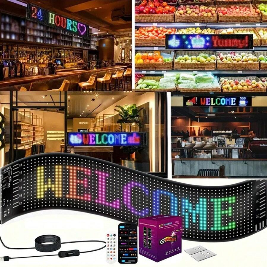 Acosh Neon Programmable Scrolling Text LED Wall Lamp, Dynamic Blinking Light, USB Powered Hanging Ambient Night Light, Battery Not Included