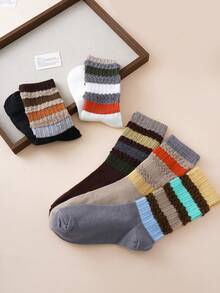 5 Pairs Women's 3D Striped Slouch Socks, Colorful Striped Pattern Mid-Calf Socks, Skin-Friendly Soft Breathable Skateboard Socks, Suitable For Daily Wear, Outdoor Sports, Commuting - Multicolor - View 7