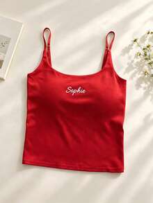 Personalized Embroidered Tank Top, Custom Name Spaghetti Strap Tops, Bridesmaid Wedding Party Gift - Multicolor - View 9