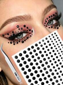 1 Sheet Self Adhesive Rhinestones Face Gem Stickers For Face Eye Body Makeup, Fake Piercings For Halloween Festival DIY Rave Accessories Y2K - Multicolor - View 9