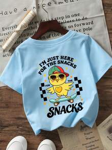 Baby Boy Street Style T-Shirt, Soft Loose Short Sleeve Top - Baby Blue - View 3