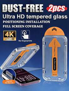 Navigator 2pcs Auto-Alignment Tempered Glass Screen Protector, High Definition, Dust-Proof, Bubble-Free, Easy Installation, Anti-Scratch, Anti-Fingerprint, Anti-Drop, Compatible With IPhone Duo/18 Pro Max/18 Pro/18/17e/17 Pro Max/17 Pro/17 Air/17/16 Pro Max/16 Pro/16 Plus/16/15 Pro Max/15/14/13/12 And Other Models. - Clear - View 3