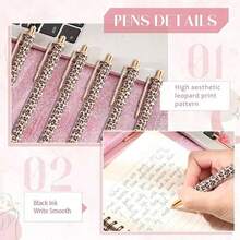 4pcs/Set Random Leopard Print Ballpoint Pens, Retractable Design, Multiple Patterns, Minimalist Printed Pens, Suitable For Weddings, Parties, Daily Use, Gifts, Perfect Valentine's Day Gift For Friends And Family - A - View 4