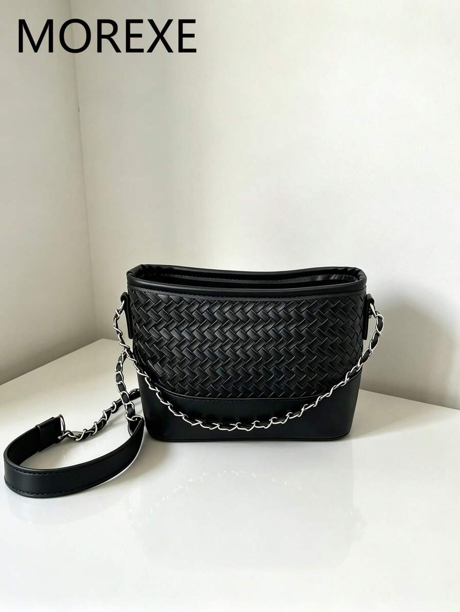 Women's Small Bucket Bag, Fashionable Chain Shoulder Bag, Street Style Versatile Crossbody Bag