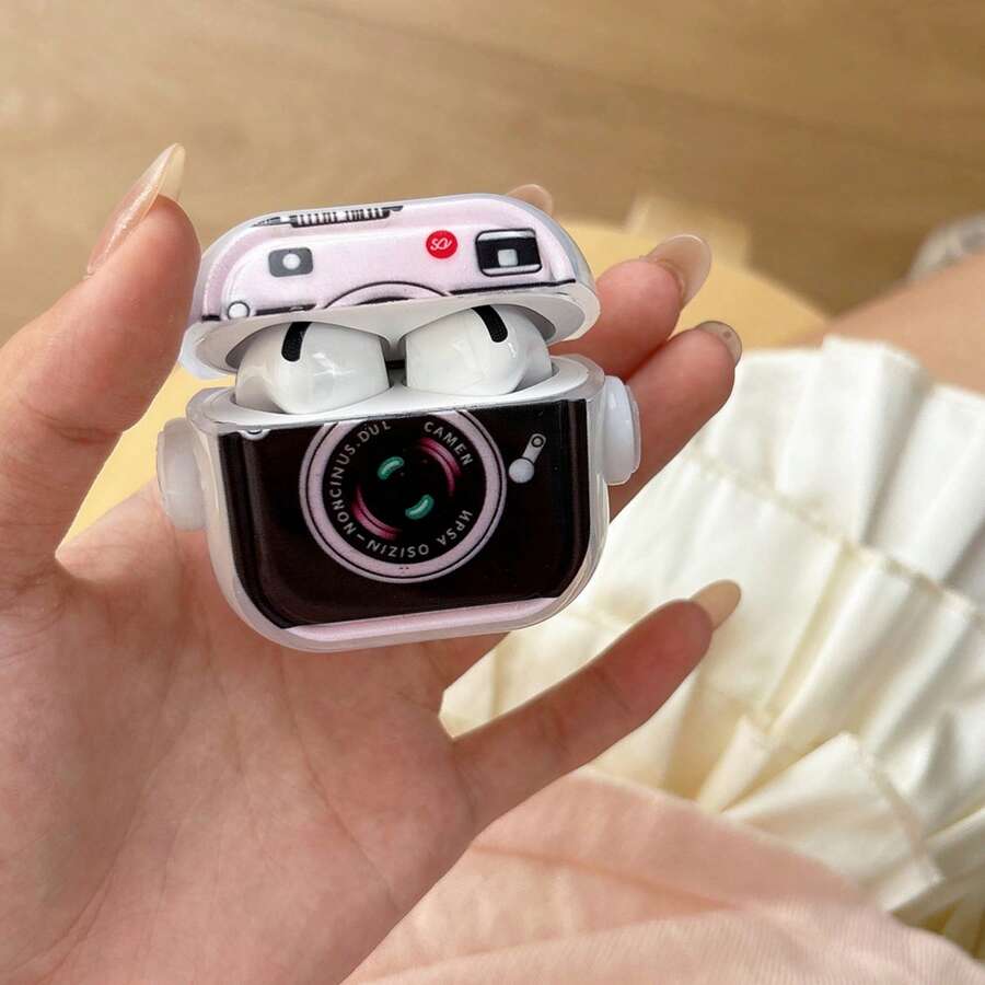 Ốp tai nghe hình máy ảnh retro sáng tạo thời trang cho 5 New Pro 3, vỏ bảo vệ cho Pro 2/Pro, dễ thương phong cách tối giản cá tính cho nữ, ốp tai nghe mùa xuân hè, quà sinh nhật, quà lễ cho Apple 4 - hồng đen - Xem 1