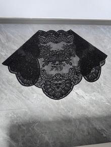 Triangle DIY Lace Trim Women's Head Veil Wedding Shawl Premium Decorative Black Clothing Accessory - 1pc Black - View 5