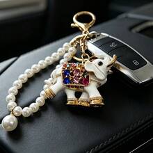 1 buah gantungan kunci gajah logam, liontin kunci mobil, aksesori tas wanita, hadiah untuk hari libur - Old Gold - View 9