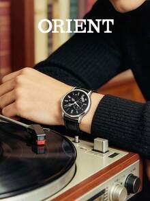 Orient Men's Automatic Dress Watch, Black Dial, Black Leather Strap, Dome Crystal, Transparent Bottom Sheet Back, RA-AK0010B10B - Silver - View 4