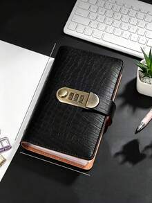 1pcLockable Cash Savings Binder, PU Leather Budget Planner Notebook With Clear Sleeves, 50 Pages Holds 100 Sheets, Password Lock Money Organizer For Household Budget, Financial Management - View 9