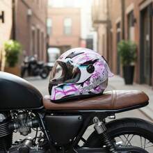 Casco de Moto para Niño con Diseño Graffiti, Casco Infantil para Motocicleta, Scooter y Bicicleta, Protección para Cabeza, Ideal para Paseos y Actividades al Aire Libre - A - Ver 2