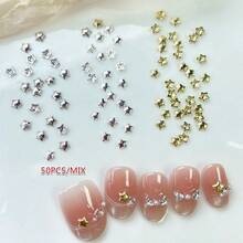 TSZS 50pcs Christmas Small Stars 3 Colors Mixed Shiny Starlight Nail Art Alloy Charms Suitable For Nail Art DIY Nail Decoration - Multicolor - View 7