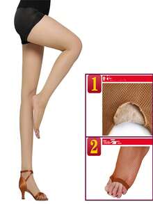 Women's Plus Size Fishnet Fingerless Latin Dance Socks, Sexy Open Toe Fishnet Tights With Reinforced Cotton Gusset And Sheer Mesh - Multicolor - View 10