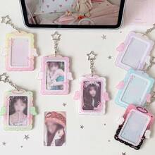 Angel Wing Acrylic Card Holder, High Aesthetic, Portable, With Star-Shaped Chain And Bow Decoration, Can Store Small Cards And IDs, Suitable For Carrying, Desktop Display, Christmas Gifts, Back To School - Card Sleeve - View 5