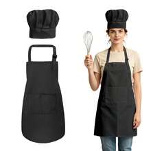 1 Set Chef Hat & Apron Set, With Adjustable Buckle, Professional Kitchen Cooking & Baking Apron, Large Front Practical Pocket, Adult Unisex Chef Uniform Set, Durable Workwear, Suitable For Home, Restaurant, BBQ Party - Multicolor - View 8
