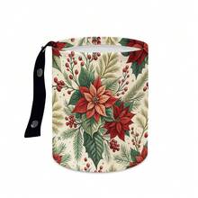 1pc Festive Christmas Pattern Folding Car Trash Can, Modern Style Polyester Flat Print, 18.5*15cm, Hanging Storage Bucket Organizer For Vehicle Interior, Portable Waste Container, Practical Holiday Gift For Mom Women Female Friends - Multicolor - View 16