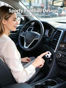 1pc Football Shaped Car One-Touch Start Decoration, Football Joystick Ignition Switch Button Cover, Creative Football 3 Styles Available, Experience Joystick Car Start, Comes With Car Interior Gap Cleaning Brush - Multicolor - View 3