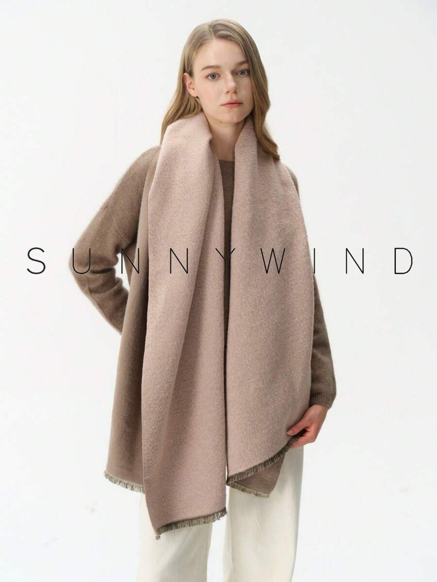 1pc Women's Solid Color Polyester Commuter Fashion Versatile Scarf For Daily Use - Pink - View 1