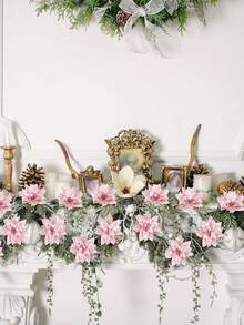10/18pcs Artificial Shiny Christmas Flower Set, Includes 8 Christmas Flowers And 8 Clips, Easy Installation & Maintenance Free, Suitable For Wedding Celebration, Christmas Tree, Wreath And Decoration - Christmas Flower Set - View 10