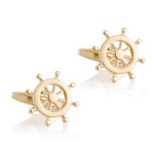 1 Pair New Ship Wheel Design Men's Cufflinks, French Shirt Cufflinks, Men's Wedding Business Daily Accessories - Yellow Gold - View 3