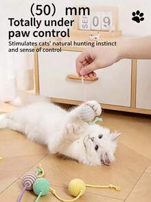 1 Pc Cat Toys Grind Teeth, Bite Resistant Ball Rope, Cat Teasing Toys, Knot Sound, Durable, Cat Sword Hemp Relieves Boredom - Multicolor - View 2