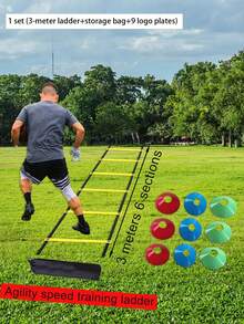1 Set (14/11/9/2pcs) PP Football Training Equipment; Includes Reinforced 3 Meters 6-Section Adjustable Spacing Soft Rope Ladder; Equipped With Football Training Marker Discs; Suitable For Football Speed And Agility Training Auxiliary Product, Football Accessories For Boys Sports. - Multicolor - View 16