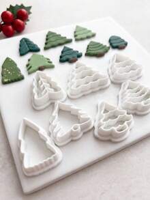 Christmas Tree Clay Cutters, Cute Acrylic Polymer Clay Cutting Mold, Cut-Out DIY Earring Making Supplies, Christmas - White - View 2