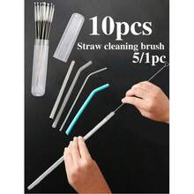 10/5/1pc Set Straw Cleaning Brush, Household Kitchen Bathroom Cleaning Brush, Suitable For Straws, Cups, Pipes, Etc. - Multicolor - View 2