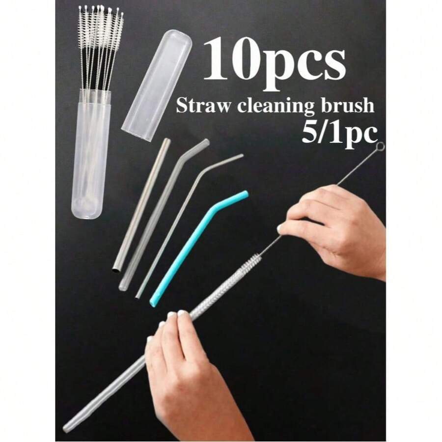 10/5/1pc Set Straw Cleaning Brush, Household Kitchen Bathroom Cleaning Brush, Suitable For Straws, Cups, Pipes, Etc.