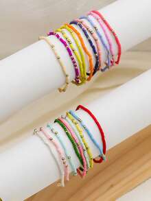 19pcs Bohemian Fashion Creative Elegant Colorful Beaded Bracelet Set (Colors Are Random And Not Fixed) - Multicolor - View 3