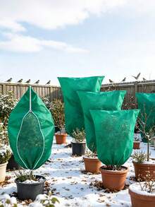1pc Plant Winter Protection Cover, Green Breathable Plant Freeze Protection Bag With Drawstring, Reusable Frost Cloth Tree Cover For Shrubs, Potted Plants, Fruit Trees, Outdoor Garden Plant Cold, Wind & Bird Protection For Autumn Winter - Multiple Styles - View 3