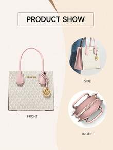 Michael Kors Mercer Medium Pebbled Leather Crossbody Bag - Rice Pink - View 3