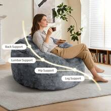 Modern Bean Bag Chair / Ergonomic Bean Bag / With Adjustable, High-Elasticity Filling / Removable, Washable Cover / Suitable For Living Room, Bedroom, And Balcony - Grey - View 5