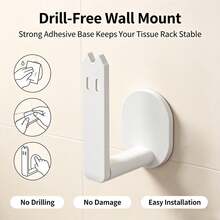 2 Buah Rak Penyimpanan Kamar Mandi, Tempat Tisu Toilet yang Dapat Diatur dan Dipasang di Dinding Tanpa Bor, Rak Organizer Dinding Multifungsi, Cocok untuk Kamar Mandi, Dapur, Kamar Tidur, Dapat Menyimpan Tisu Basah, Router, Bingkai Foto - MultiWarna - View 2