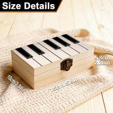 Single Premium Wooden Storage Box, Piano Key Design, Perfect As A Gift, Used For Small Jewelry Organization, Music Room Decor Souvenir Storage, Desk Organization, Home Decor, Modern Style - Multicolor - View 5