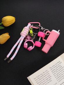 1P Fitness Keychain, Mini Water Bottle/Hammer/Earphone Hanger Keychain, Bag Hanger, Car Keychain, Gift For Friends - Multicolor - View 10