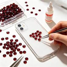 1440 buah Campuran Rhinestone Kaca Datar Merah Tua SS3-SS20 dengan Dasar Emas, Aksesoris Dekorasi Seni Kuku DIY - A A - View 3